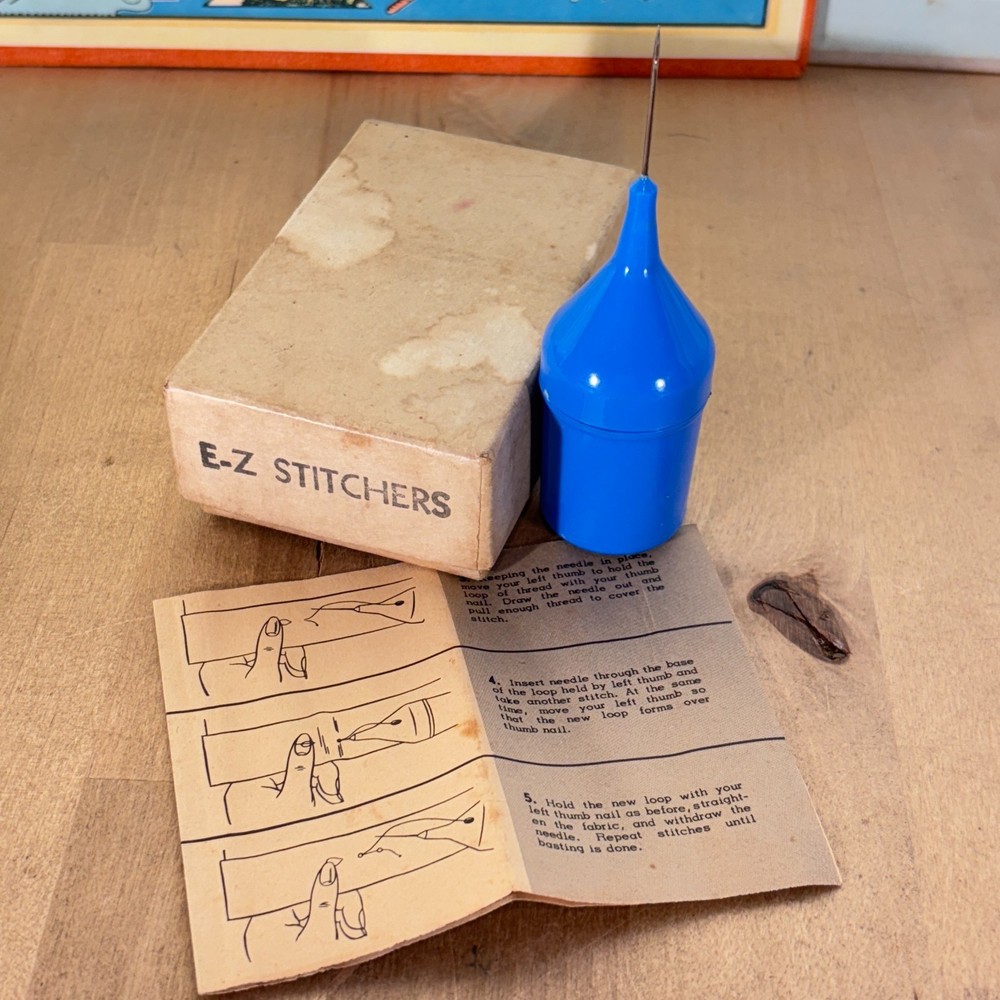 Vtg Winston E-Z Stitcher Thread Holder Hand Tool Original Box w Instructions