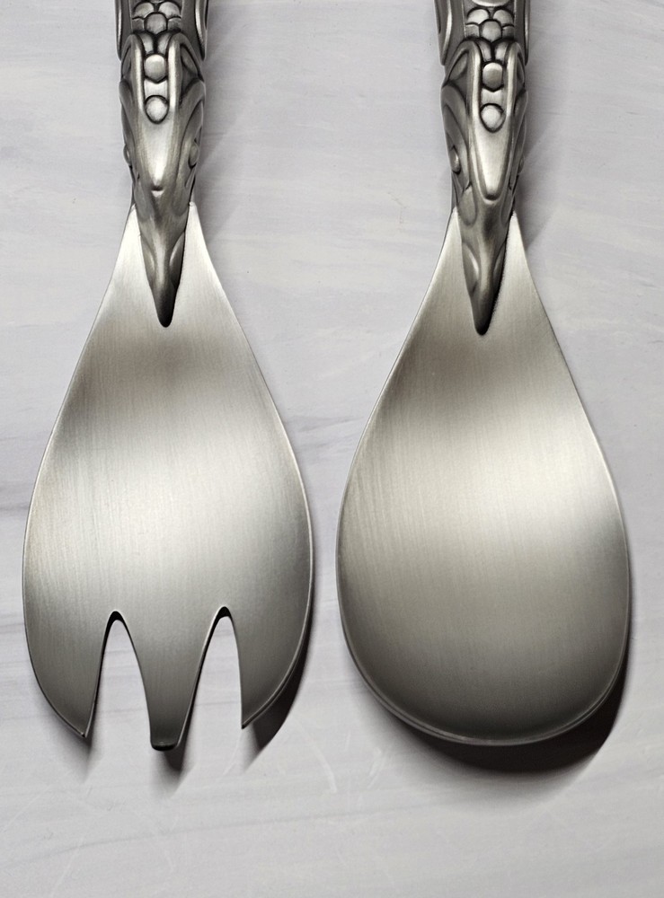 Native Essence Pewter Plated Serving Set Spoon & Fork Set Of 2