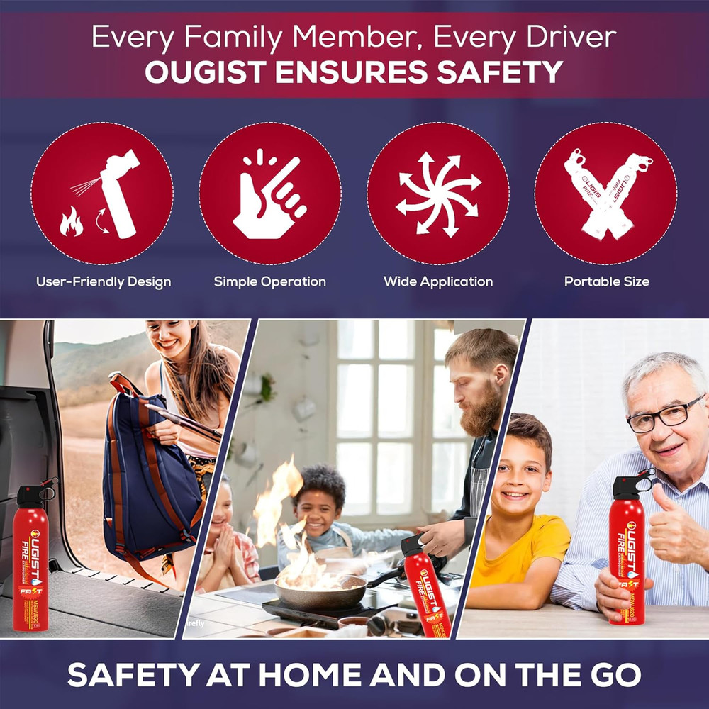 Multipurpose Fire Extinguisher (4 Pack, 21Oz Each) with Wall Mount Bracket, Wate