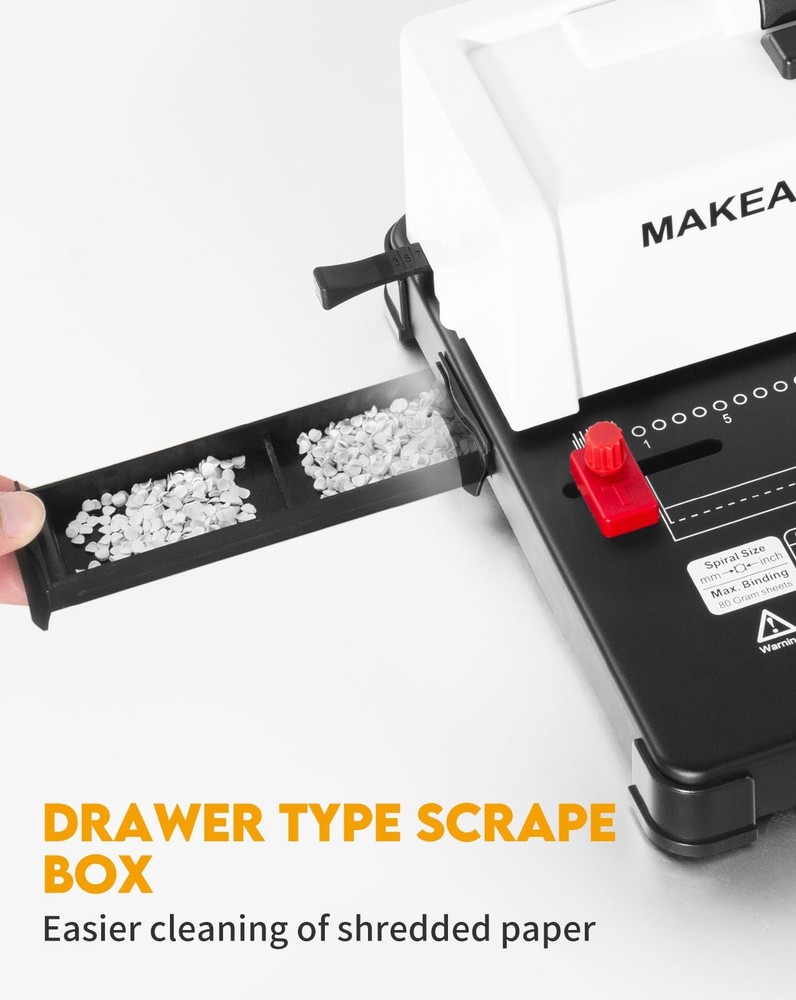 MAKEASY Spiral Binding Machine, 12 Sheets Punch Capacity, Electric Coil Insert,