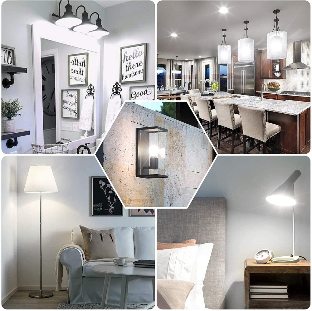 16PCS LED Light Bulbs 15W/100W Daylight A19 6000K Dimmable E26 Replacement Lamp