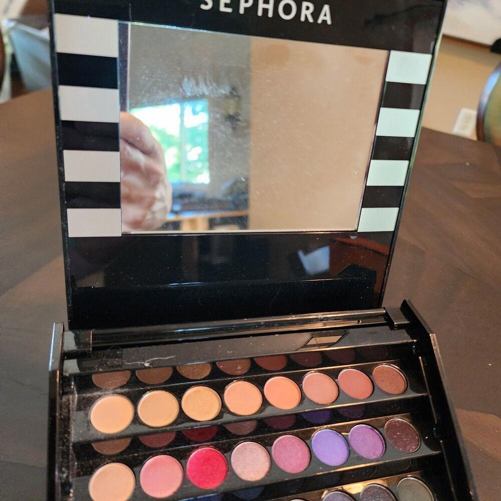 SEPHORA MAKEUP ACADEMY PALETTE FOLDOUT /SLIDE BLACK CASE & MIRROR
