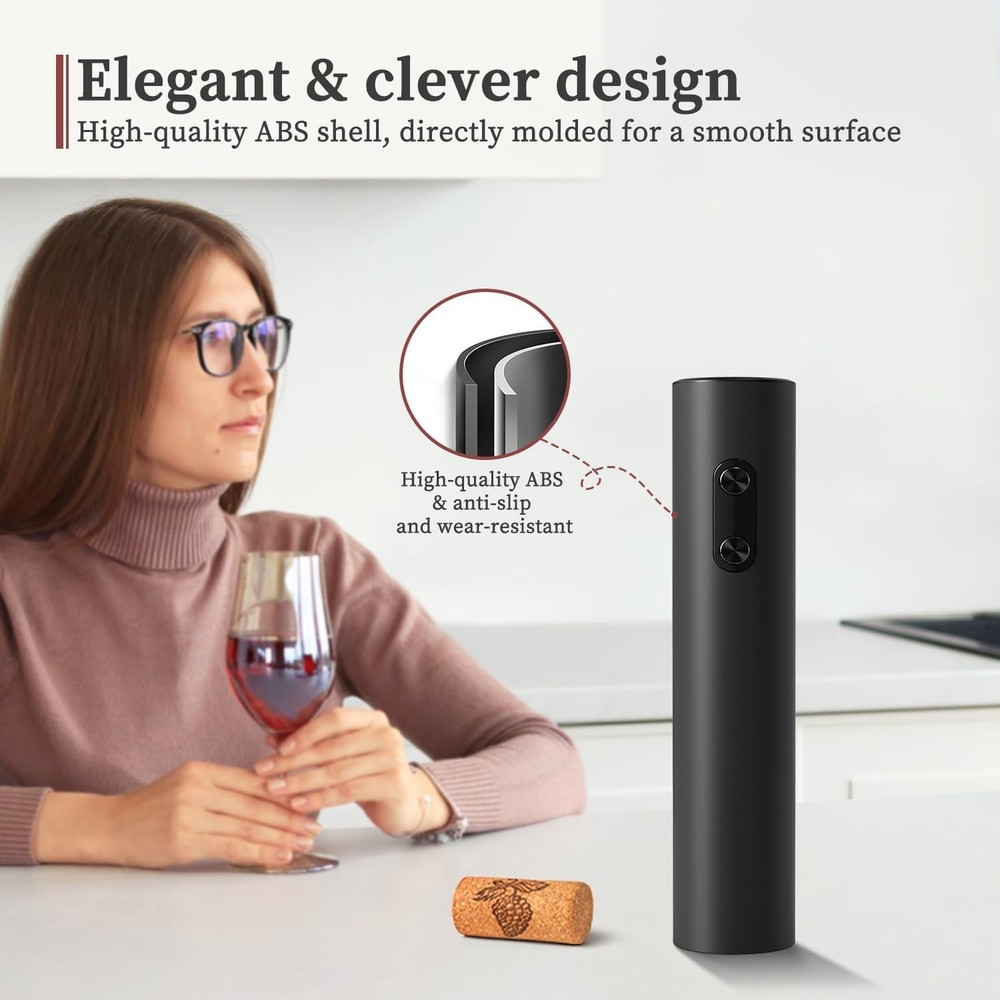 Electric Wine Opener, Battery Operated Bottle Single Black