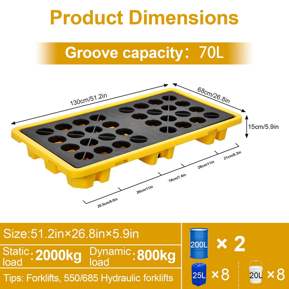 Outlet Modular Spill Platform, 2 Drum Spill Platform, Yellow and Black