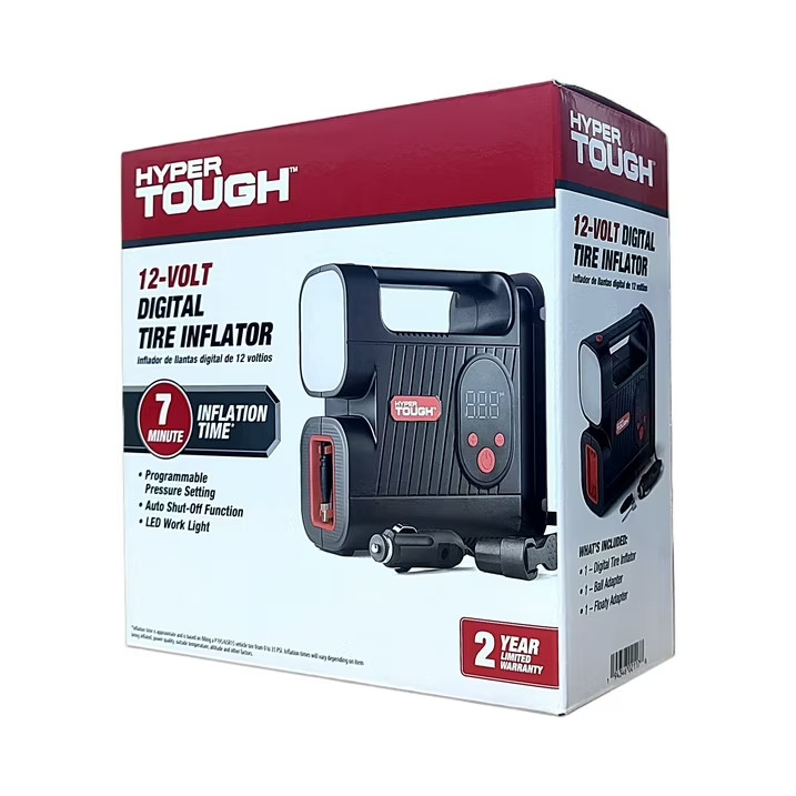 Hyper Tough DC 12V Digital Car Tire Inflator with Auto-off Function 100psi