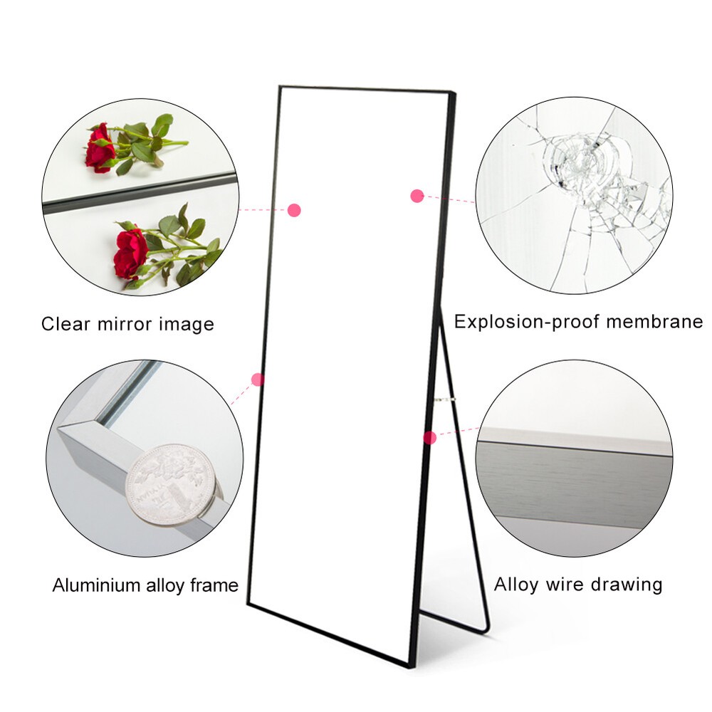Full Length Mirror w/Stand Gold Frame Full Body Rectangular Wall Mirror 59"x16"