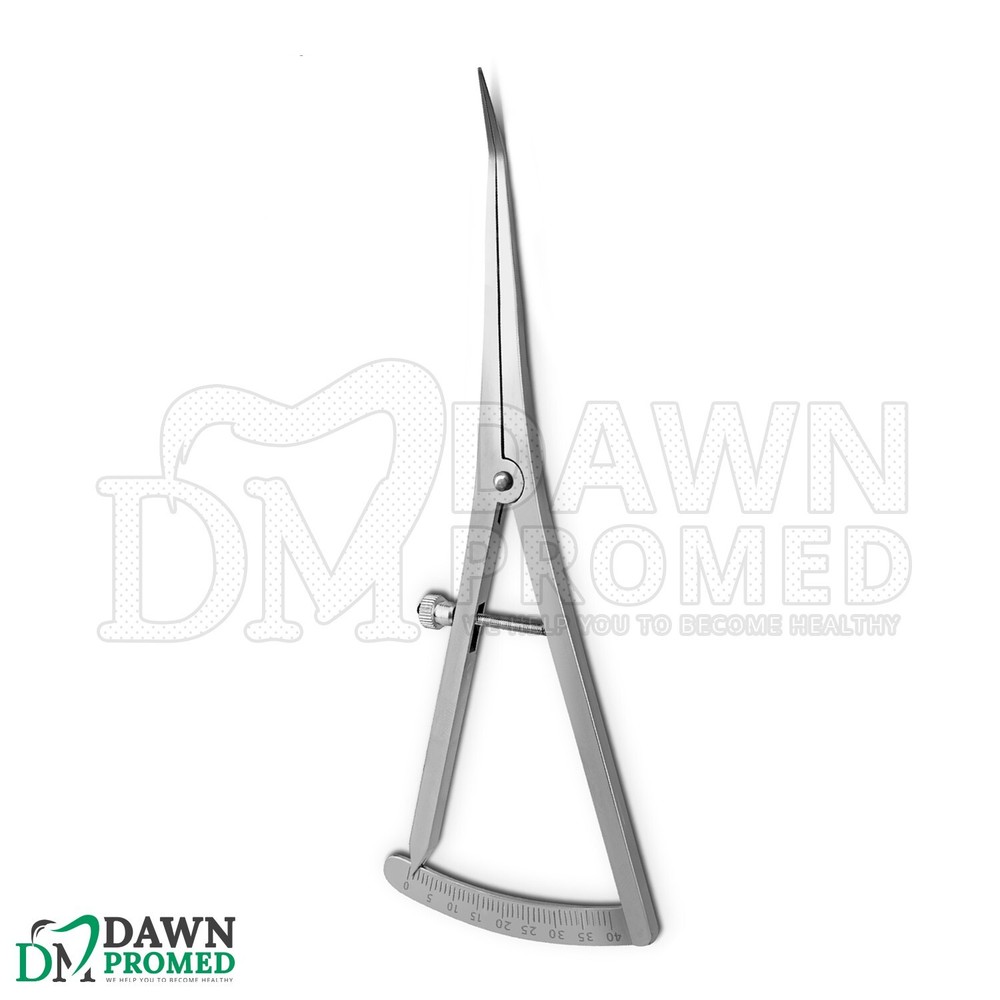 Castroviejo Caliper Angled 6" Long Bone Mapping 0-40mm Scale Ophthalmology Int
