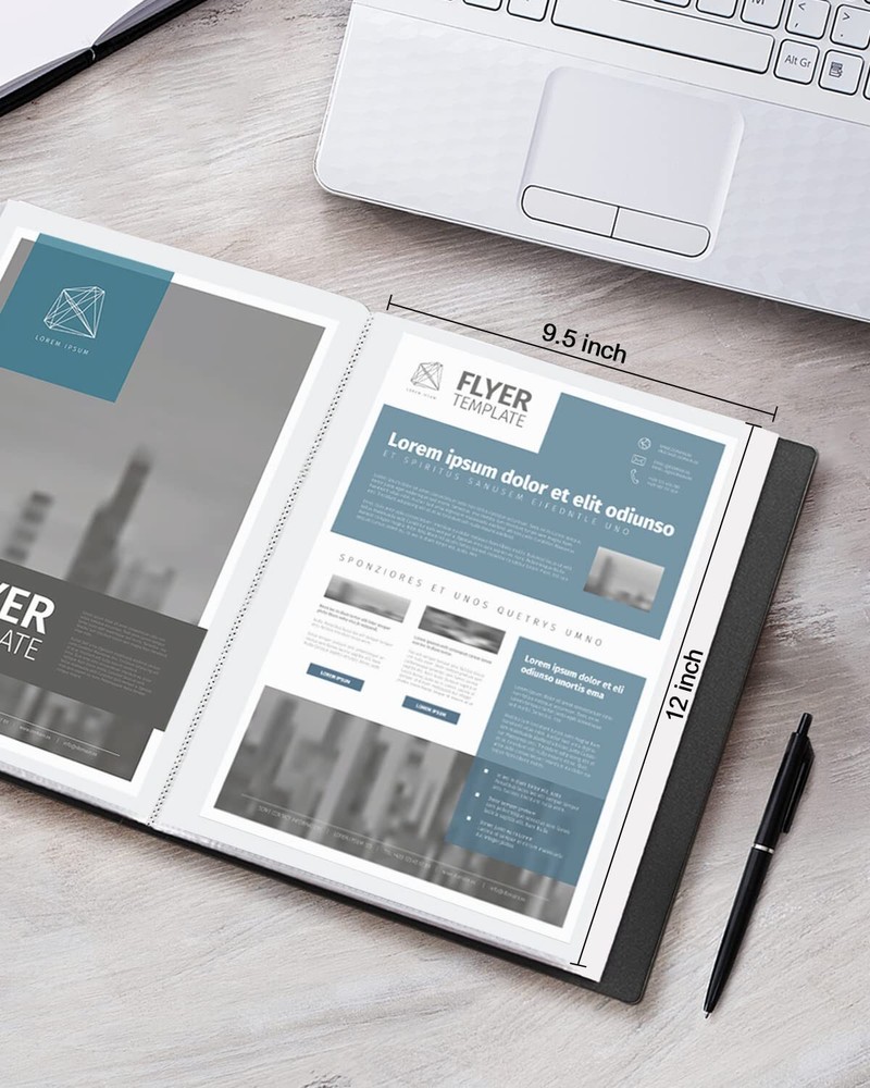 Folder with Plastic Sleeves 4 Pack 9"x12" Black Portfolio Folder for Artwork ...