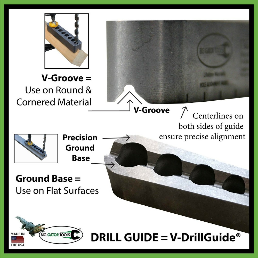 Big Gator Tools - STD3000DGNP - Drill Bit Jig - V-DrillGuide Drilling Accessory
