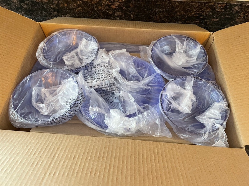 CreativeWare 9 Piece Dorm/Apartment Plastic Dish Bowl Platter Set Navy Blue