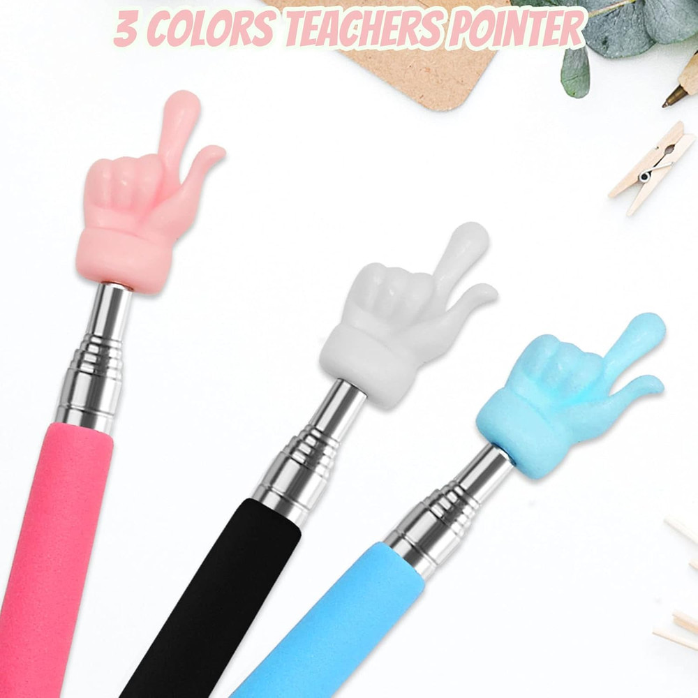 3 Pcs Telescopic Teachers Pointer, Extendable Hand Pointer Finger Pointer Sti...