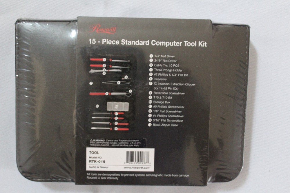 Rosewill • 15-Piece Standard Computer Tool Kit • Fix & Upgrade Electronic Device