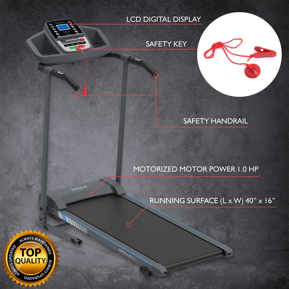SereneLife SLFTRD20 Smart Treadmill Motorized Running Jogging Exercise Machine