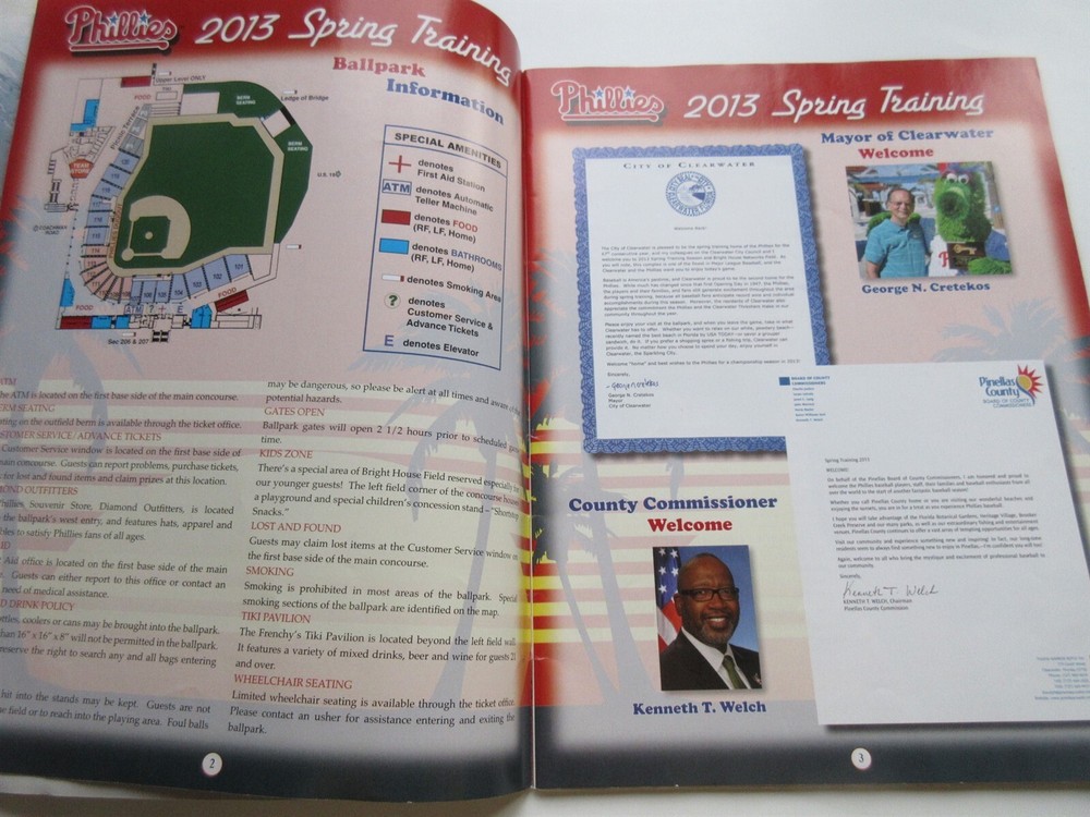 2013 Philadelphia Phillies Spring Training Program Clearwater Florida Utley Lee