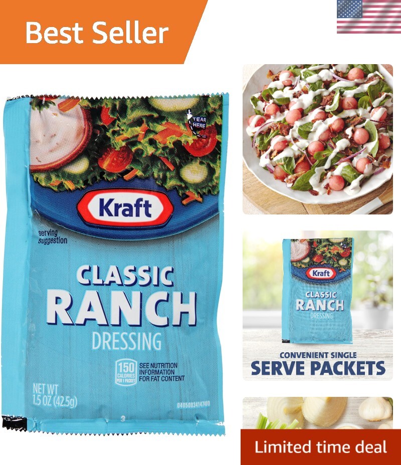 Convenient 60-Pack 1.5 oz Single Serve Ranch Dressing Packets by Kraft