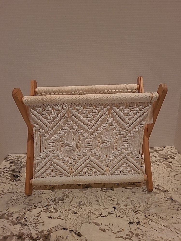 Macrame Magazine Holder Rack Boho Storage Standing Rack Book Newspaper Decor