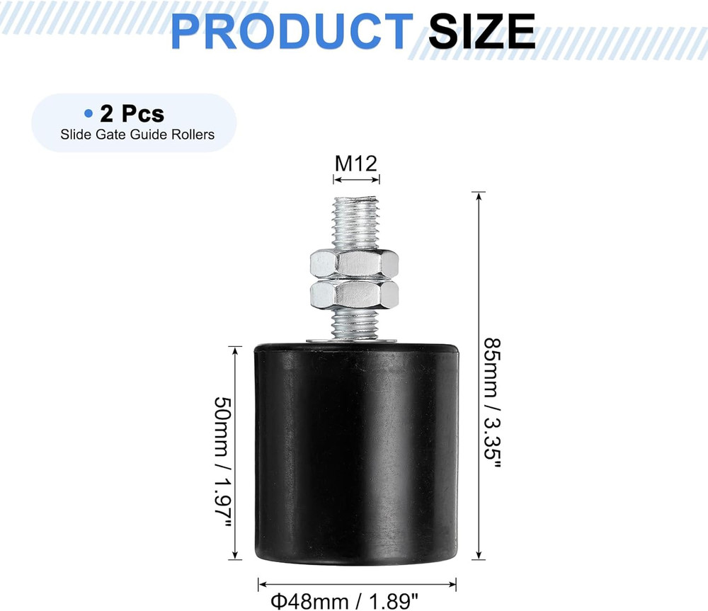 2Pcs Slide Gate Guide Roller, 2" Nylon Rollers Gate Support Assembly, Univers...