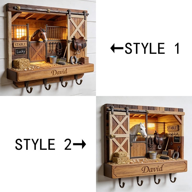 Personalized stable-themed hooks key holder