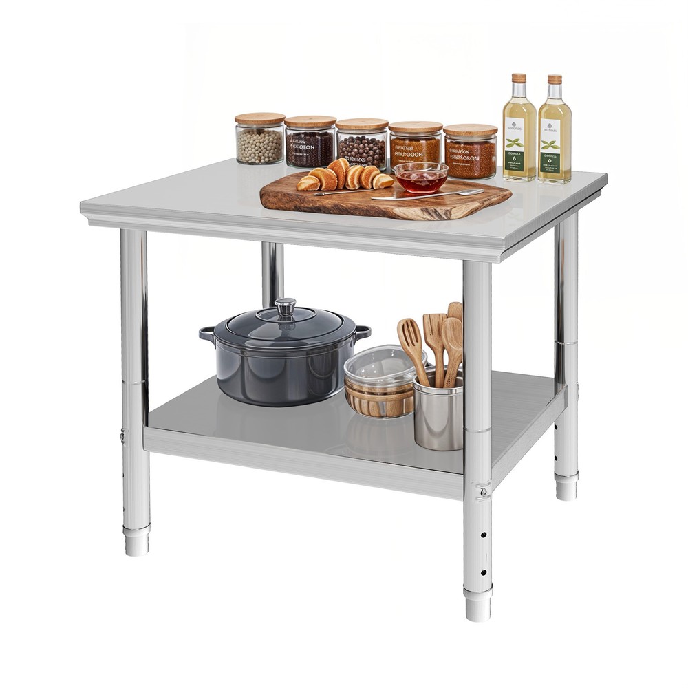 Work Table Stainless Steel 2 Tier Shelves Storage Workbench Kitchen Commercial