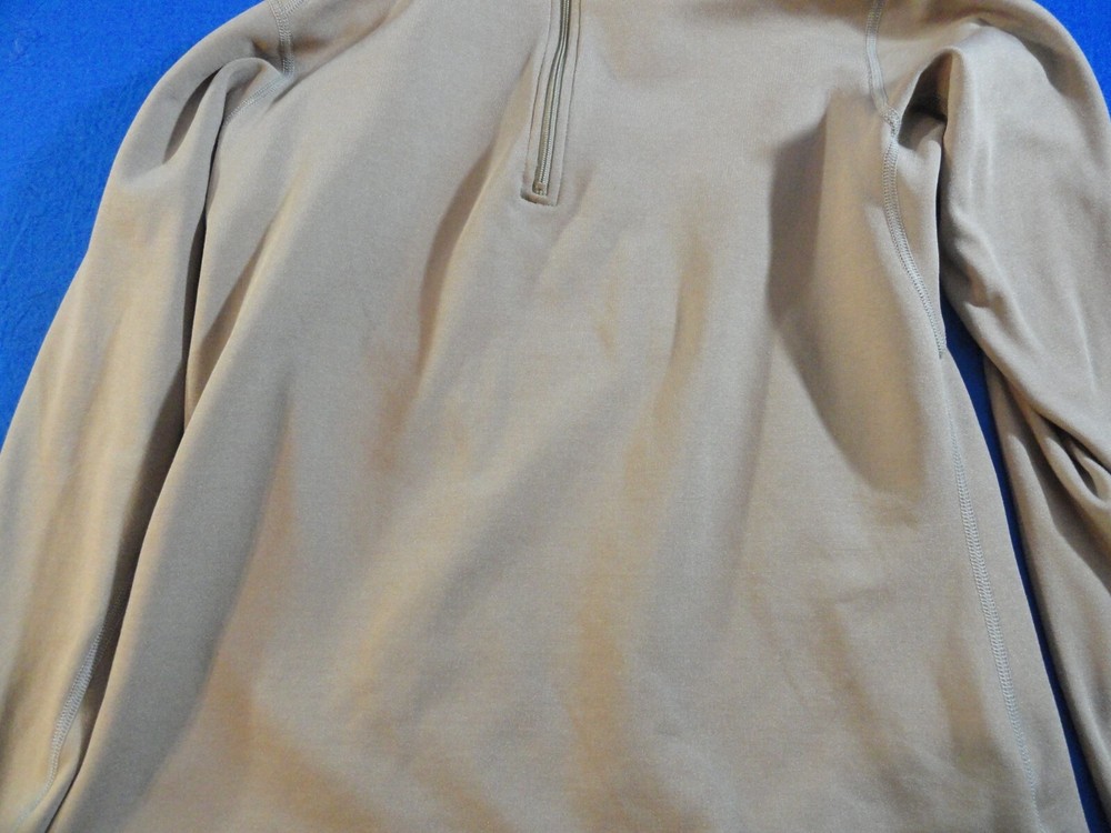XGO KHAKI TAN QUARTER ZIP UP PULL OVER BASE LAYER LEVEL 2 SHIRT SMALL