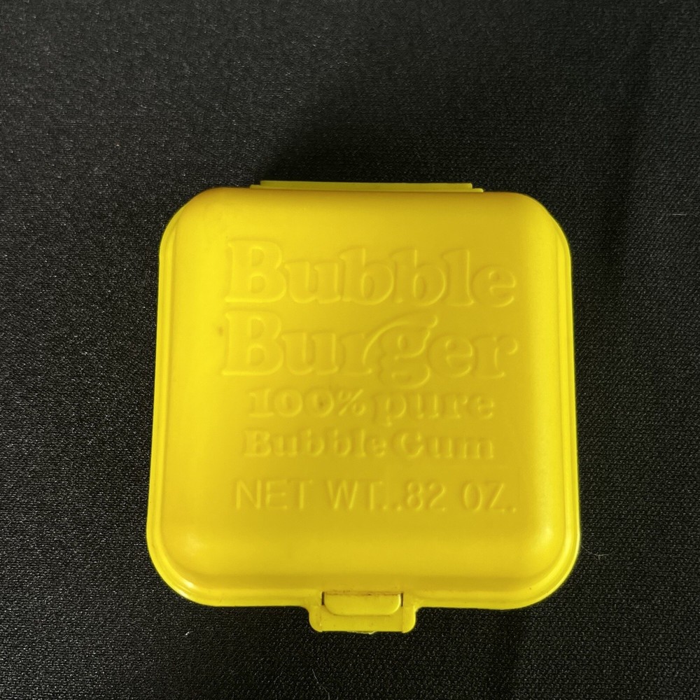 Vintage 1985 Yellow Fleer Bubble Burger gum candy container only
