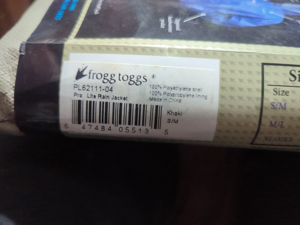 Frogg Toggs Pro Light Rain Jacket Khaki Small Medium