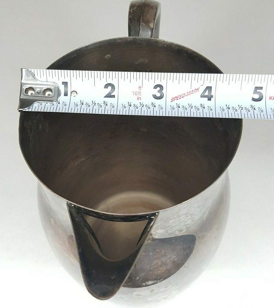 Vintage Silverplate Tarnished Pitcher 7.5" Tall