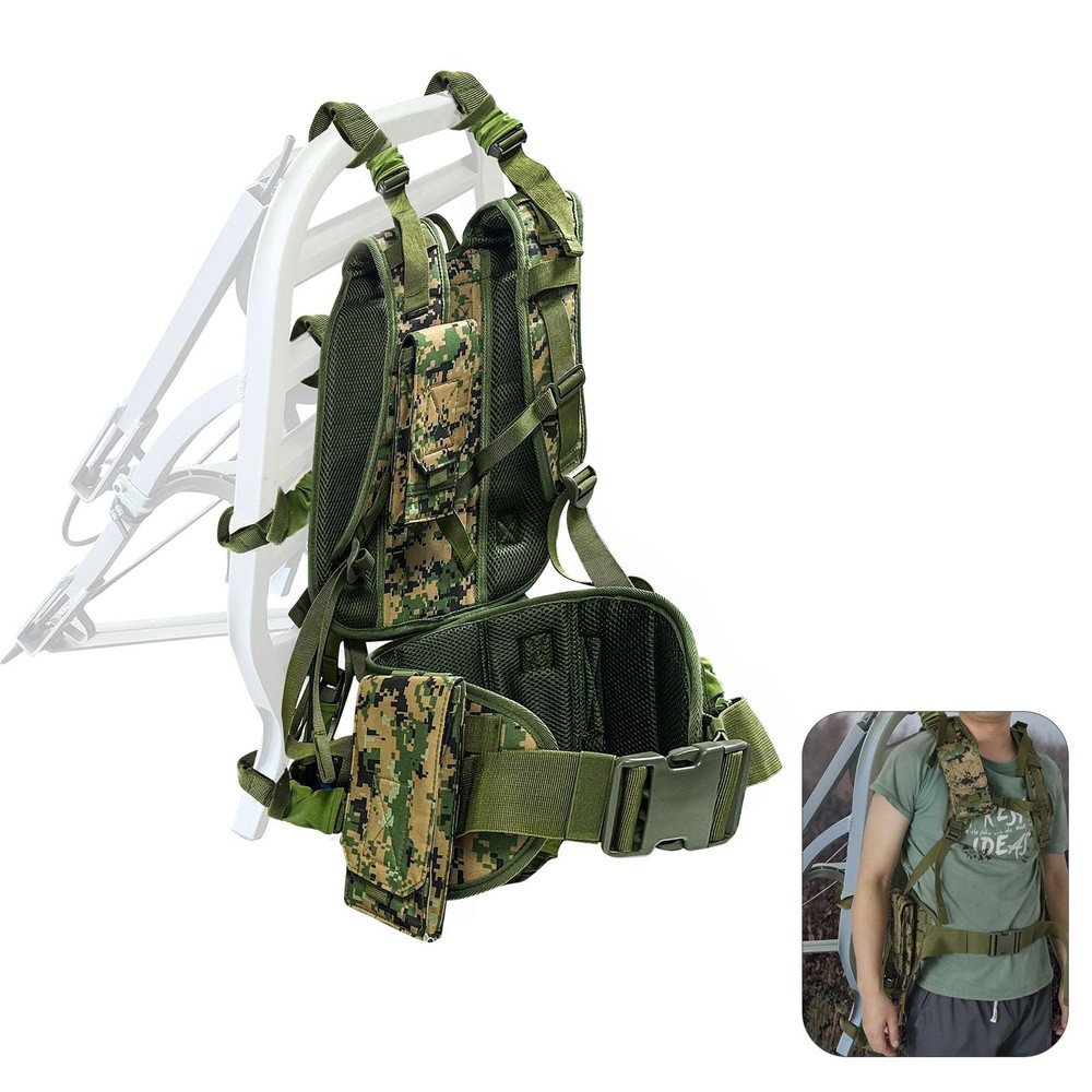 Tree Stand Carrier Backpack with Padded Straps, 8 Connection Points & 3 Pocke...