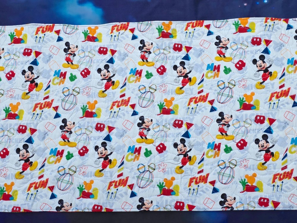 Handmade Quilted Table Runner Disney Mickey Mouse FUN SKETCH BUBBLES