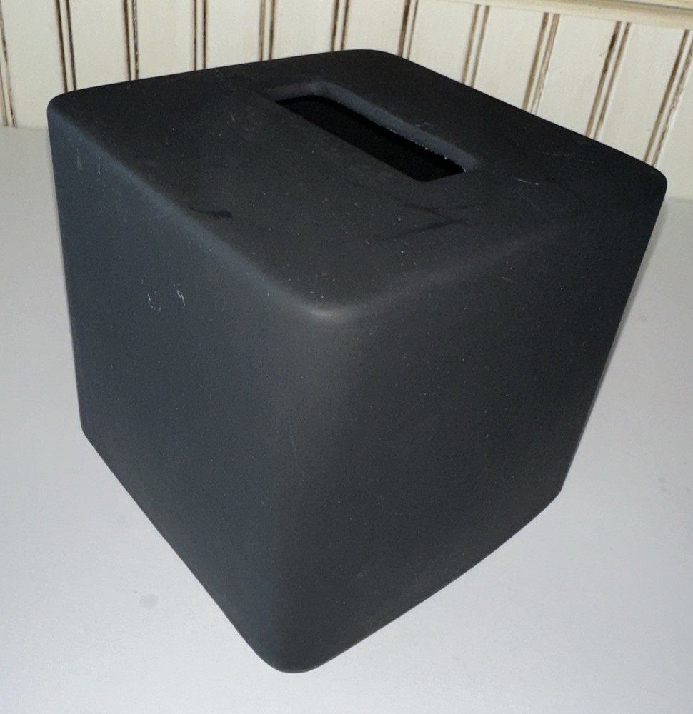 CB2 Matte Black Ceramic Tissue Box Holder Cover