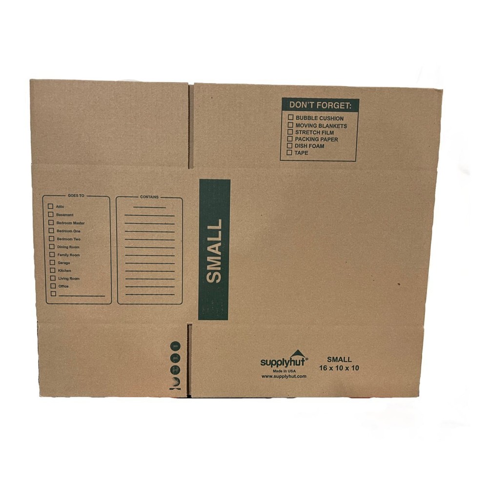 10 - Pack Small Cardboard Moving Boxes 16x10x10 32 ECT With Handles