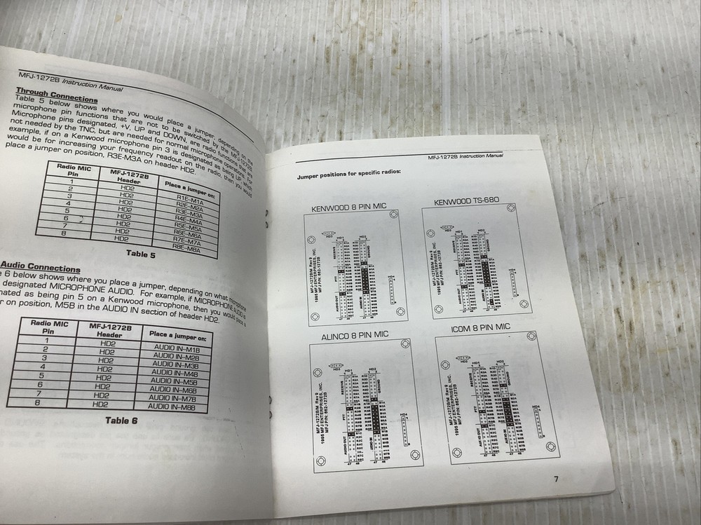 MFJ TNC Microphone Switch Original Instruction Manuals Models MFJ-1272B & more
