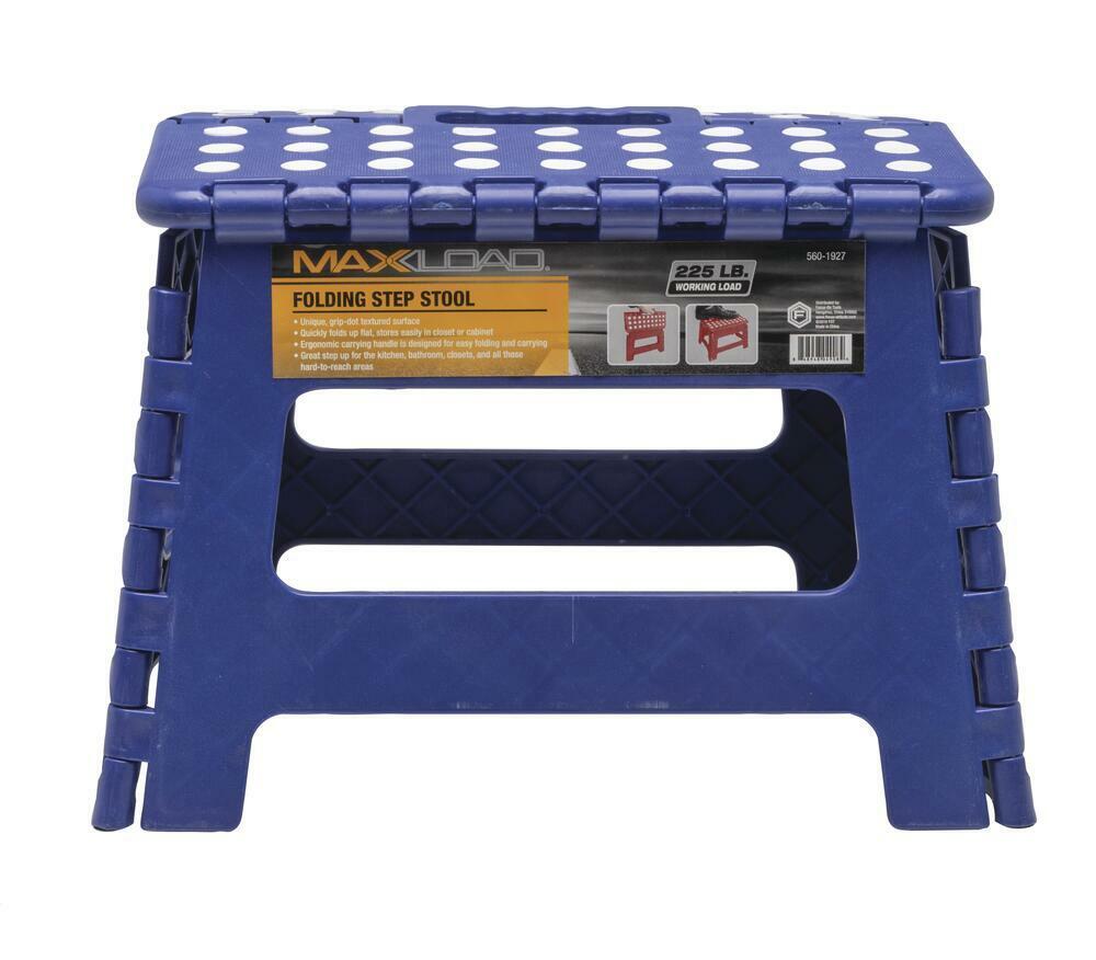 Type II Folding Plastic Step Stool 225 lb. Max Load Folds Flat with Carry Handle