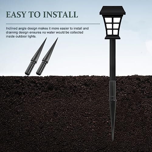 Plastic Ground Spikes 10pcs Solar Light Stakes, Plastic 11X1.2CM Black