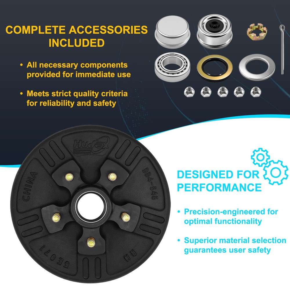 Electric Trailer Self Adjusting Brake 5-4.5" Hub Drum Kit For 3500 lb Axle