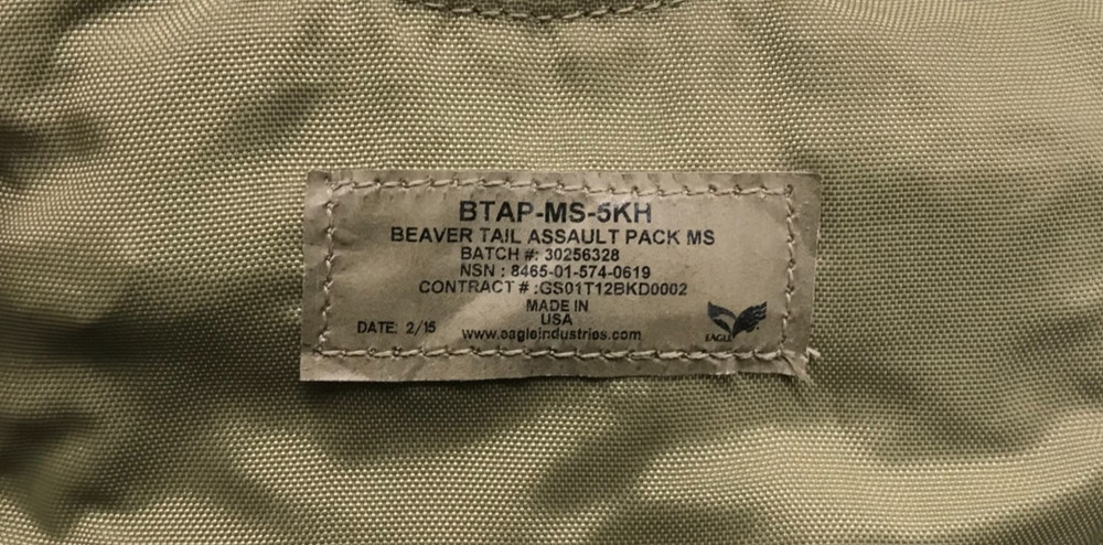 Eagle Industries Khaki Beaver Tail Assault Pack MS