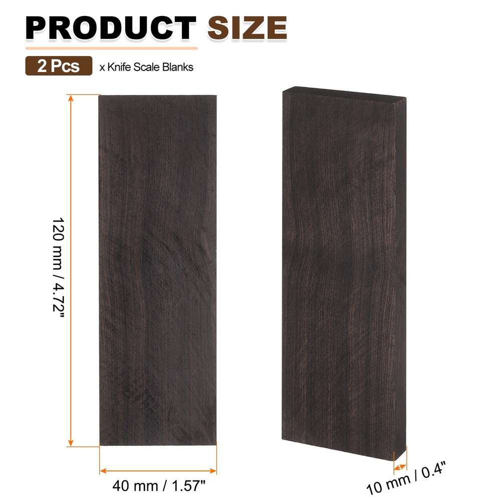 2PCS Knife Handle Material 4.7" × 1.6" × 0.4" Handle Scale, Blackwood