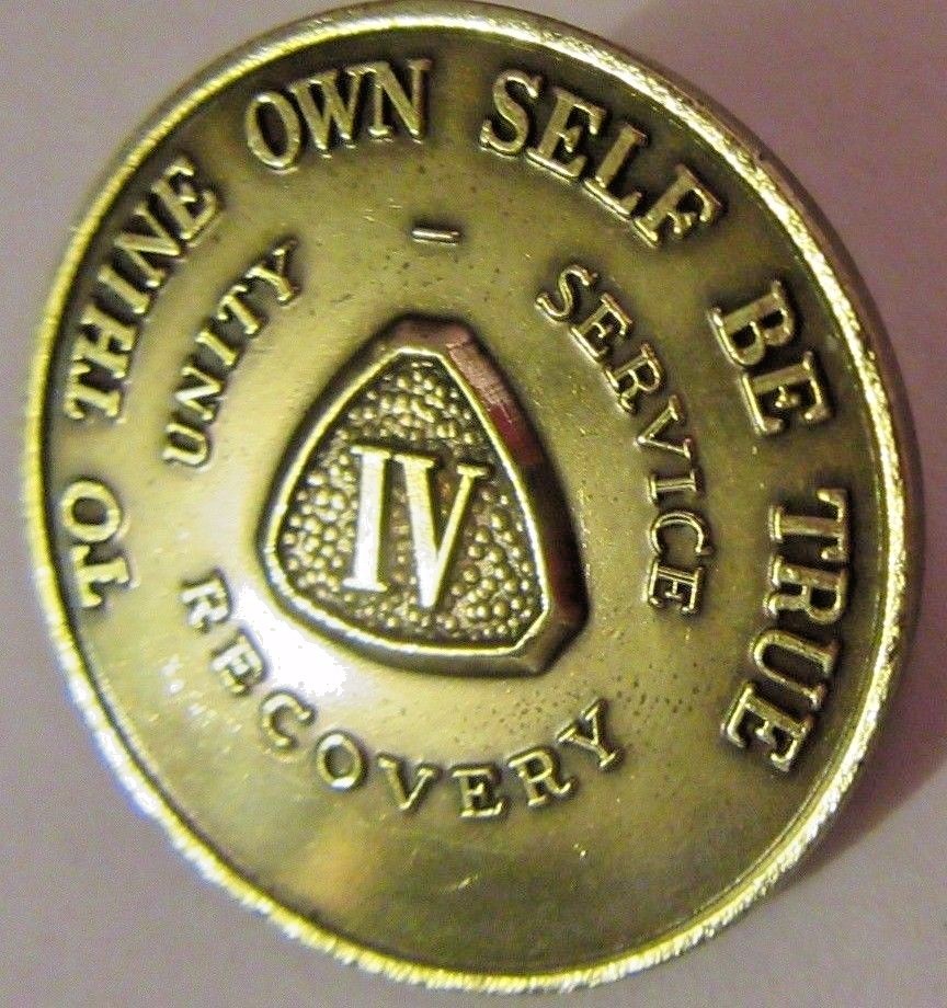 Alcoholics Anonymous AA 4 Year Bronze Medallion Token chip chip Sobriety Sober