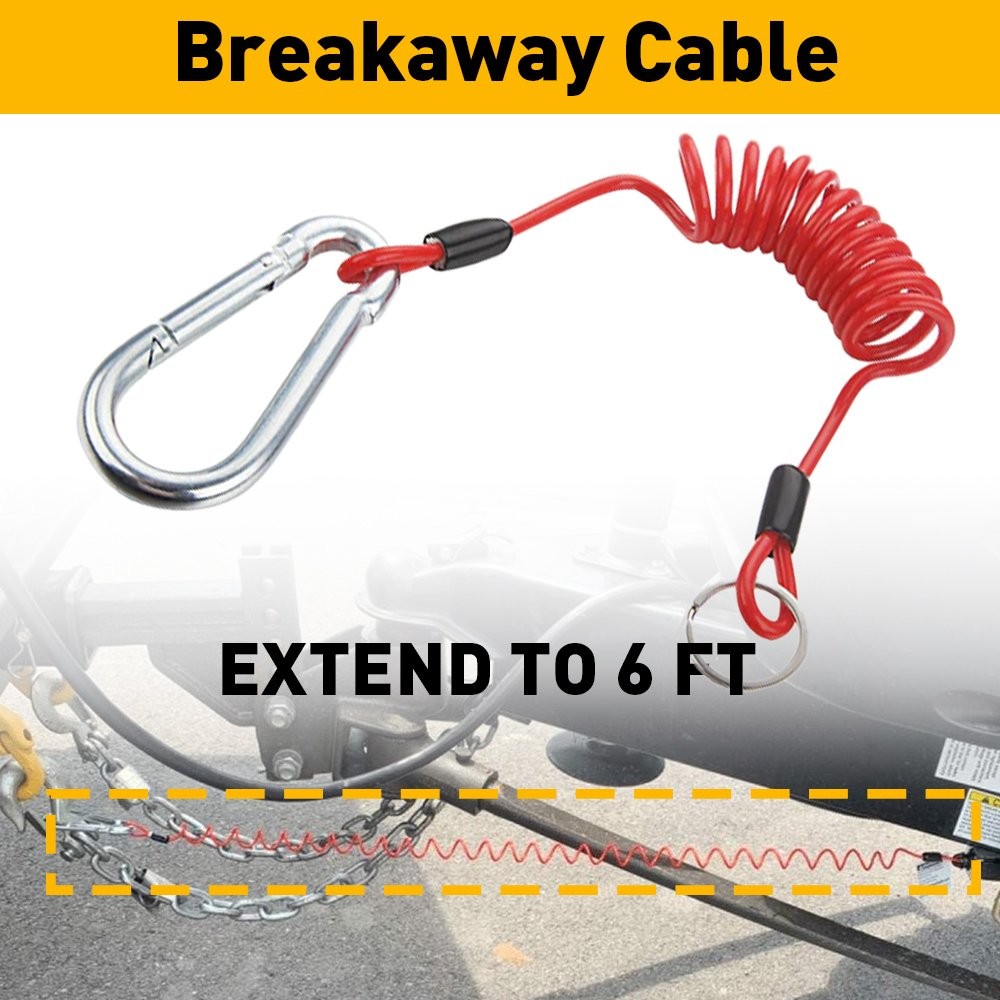Trailer Breakaway Cable 6' Coiled Safety Cables For RV Emergency Red New