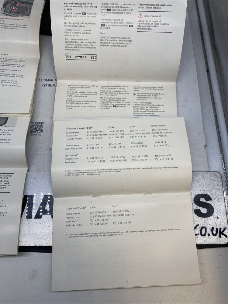 MERCEDES E CLASS OWNERS MANUAL BOOK PACK