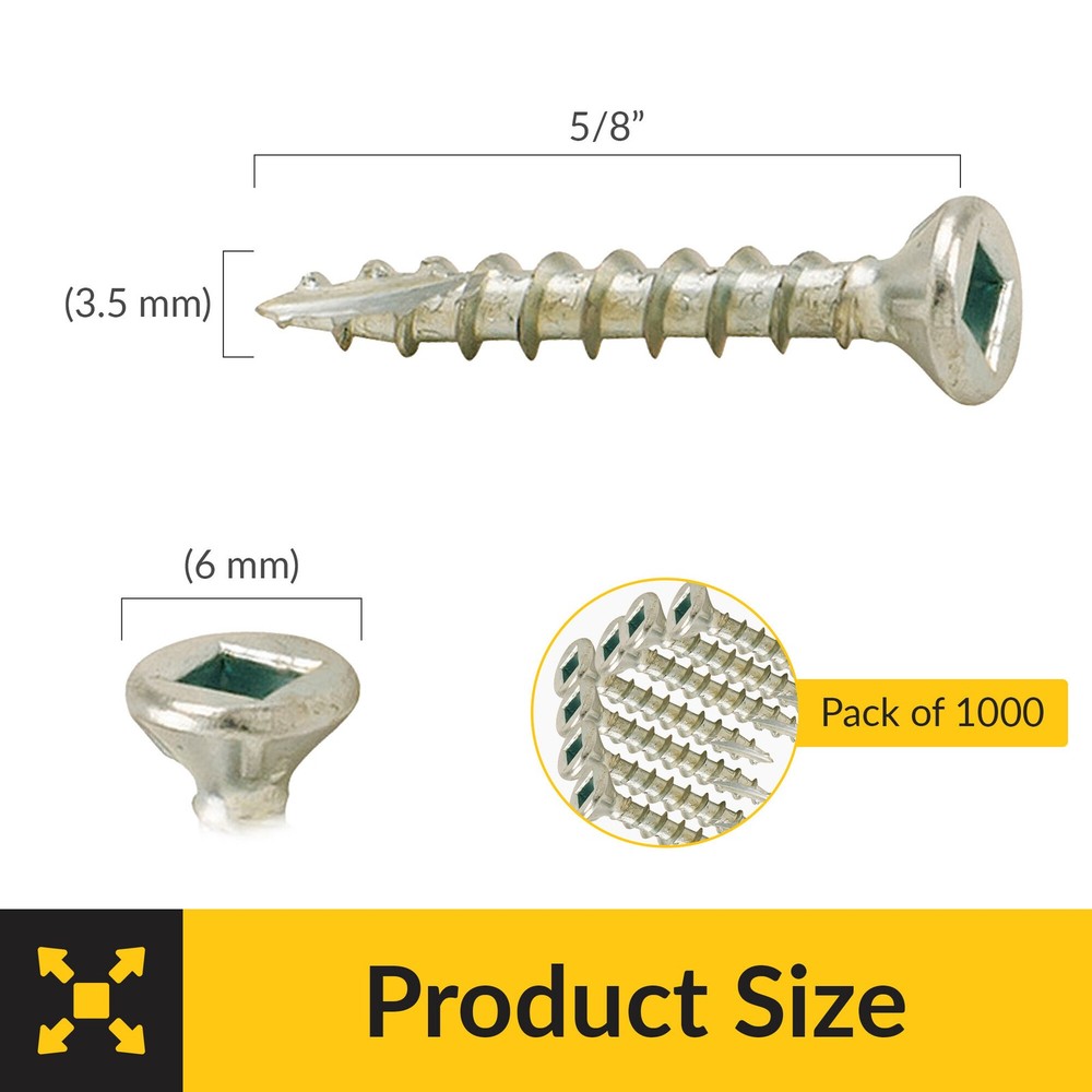Zip R Screw, Flat Countersunk Head with Square Drive Pack of 1000