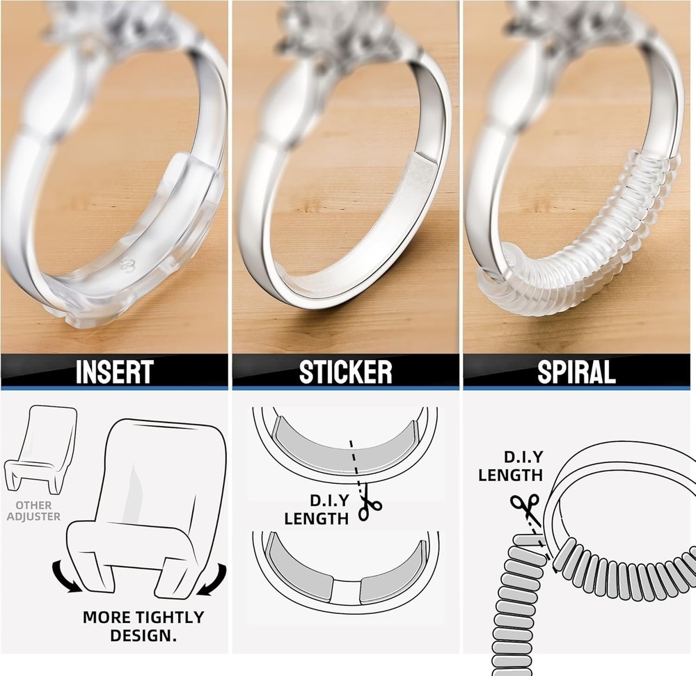 Ring Size Adjuster 64-Piece Set – Spiral Coils, Guards & Sizing Strips