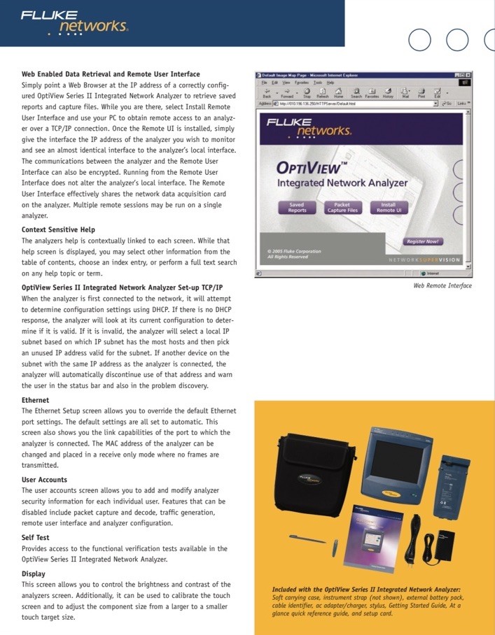 Fluke Network Optiview Series II Integrated Network Analyzer Excellent Condition
