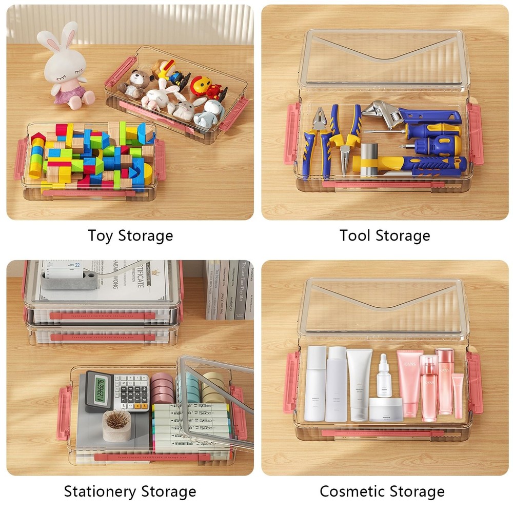Marte Vanci Plastic Storage Bin with Lid Portable Project Case with Handle Cl...