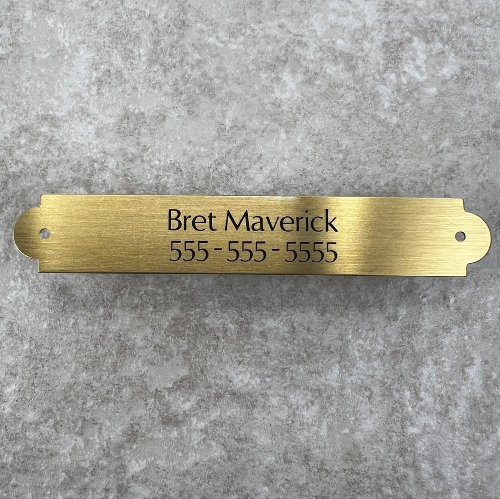 Custom Engraved Tags Personalized NAME PLATE Stained BRUSHED BRASS EXTRA LARGE
