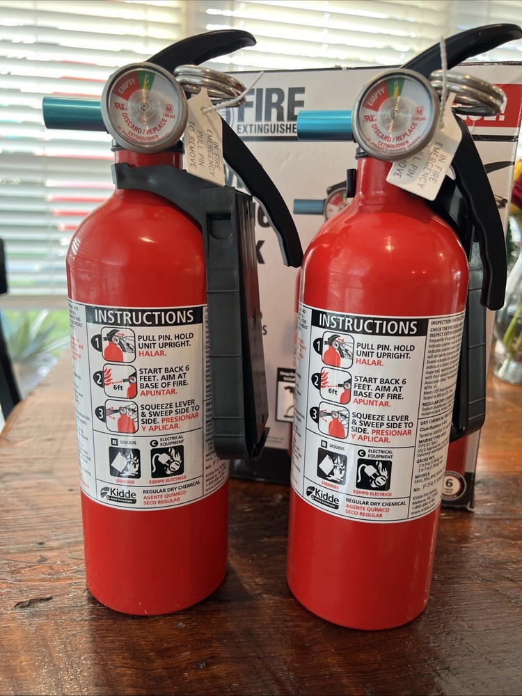 Fire Extinguisher Kidde Code One 5-B:C Disposable Chemical Home Shop Auto 2 Pack