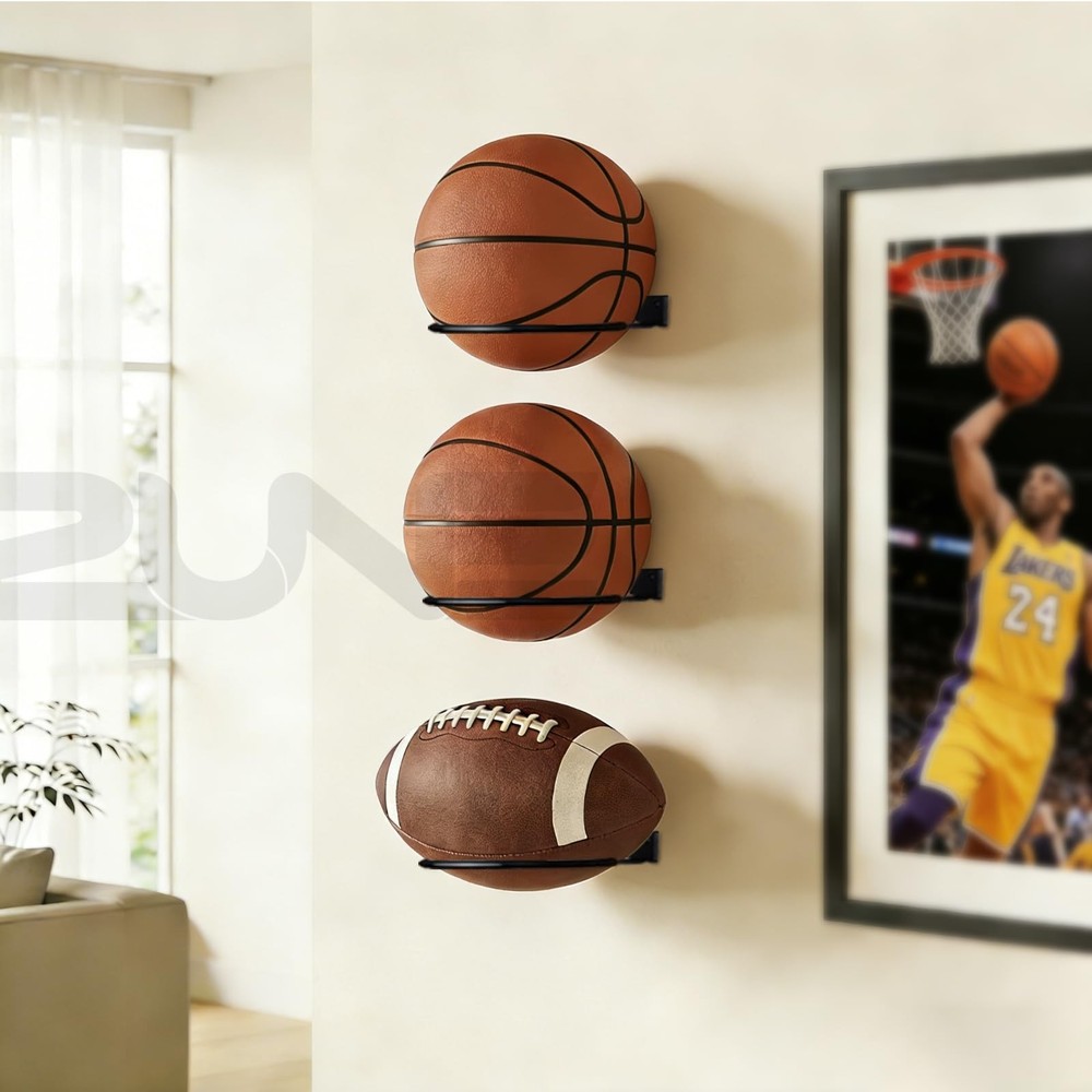 6Pack Mounted Wall Storage Display Universal Rack Metal Black Rack Holder Spa...