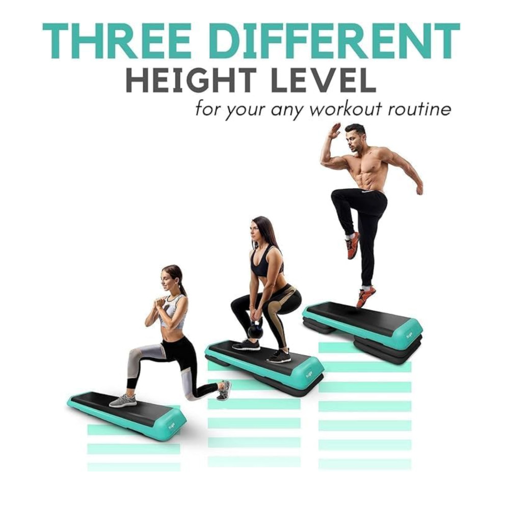 Yes4All Adjustable Aerobic Exercise Step Platform wt 4 Adjustable Risers Workout
