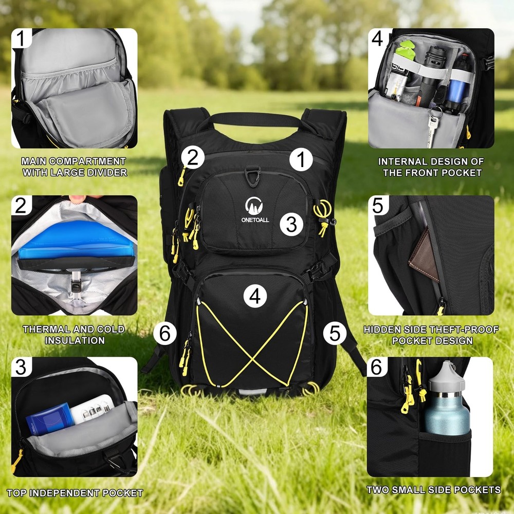 Hydration Backpack 22L, Hiking Backpack with 2L Leakproof Bladder, Sewn-in Ra...