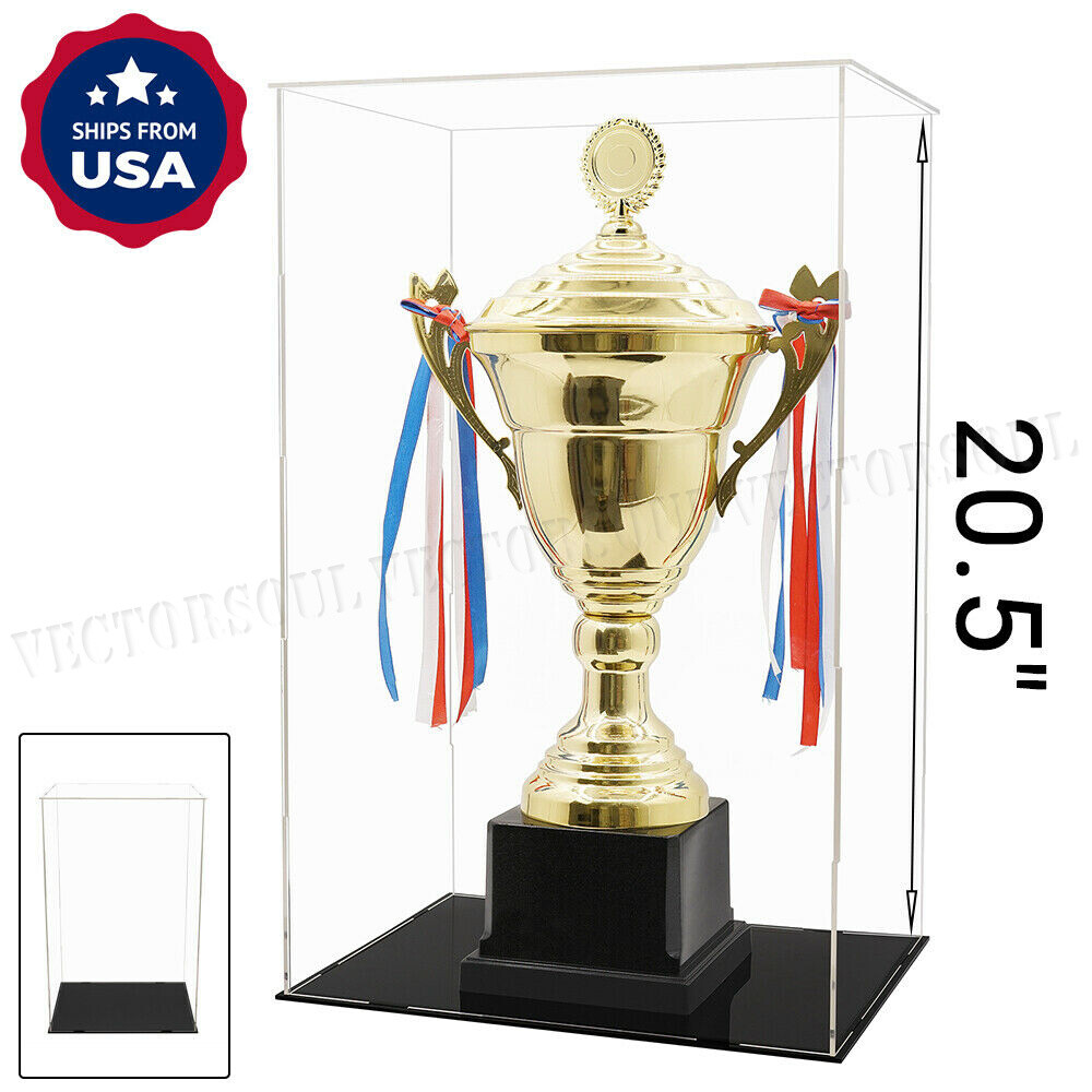 US Acrylic Display Case 20.5" H Large Box Plastic Base Self-Install Dustproof